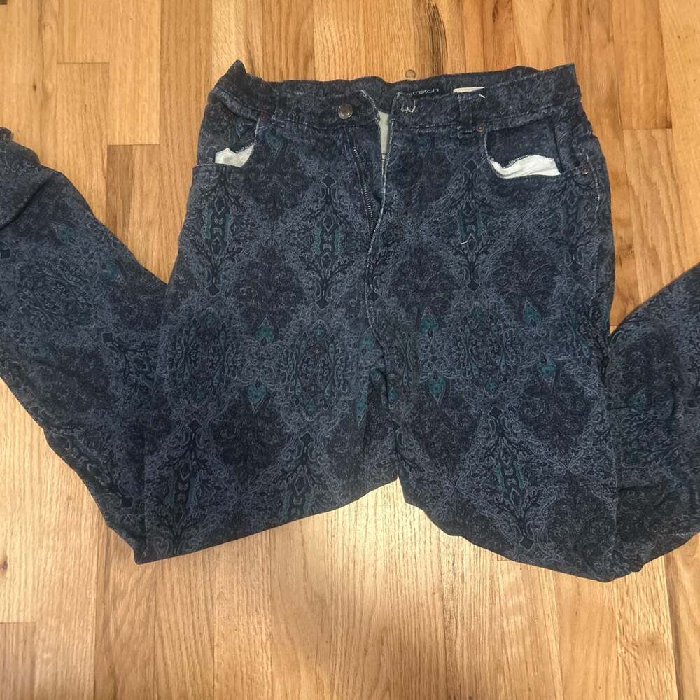 St. John's Bay Women's Paisley Print Stretch Pants Size 14